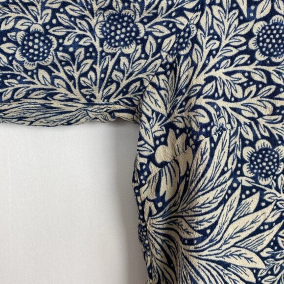 H&M x William Morris & Co 4 Floral Print Top Blouse Navy Blue Ivory - Picture 6 of 15